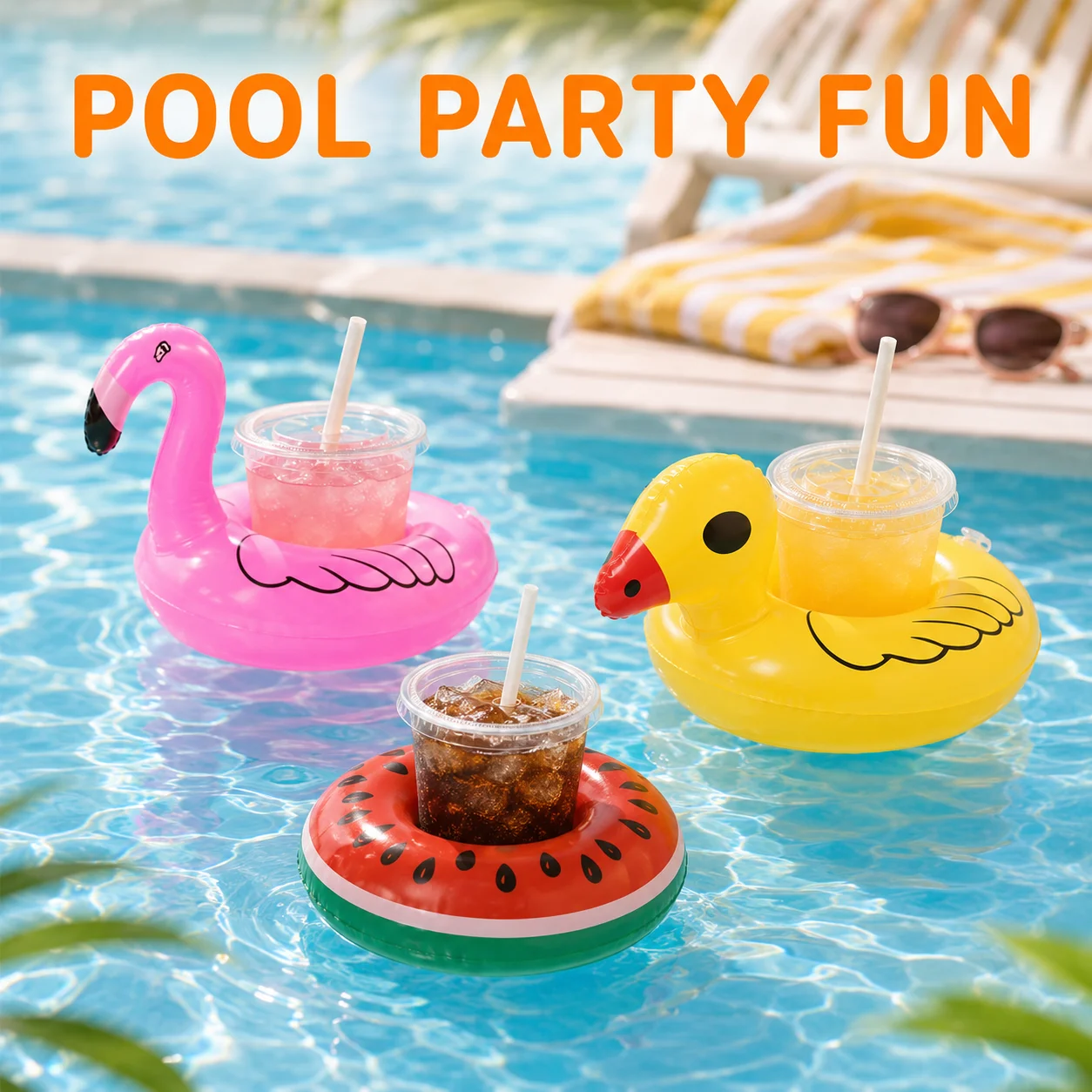 7 Random Inflatable Pool Float Coasters, Summer Pool, Birthday Party Decoration Supplies