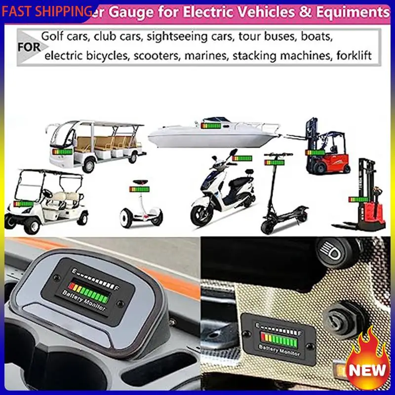 

Especial 2X 12V 24V 36V 48V 60V 72V LED Battery Monitor Gauge Battery Fuel Gauge Indicator Lithium Battery Tester