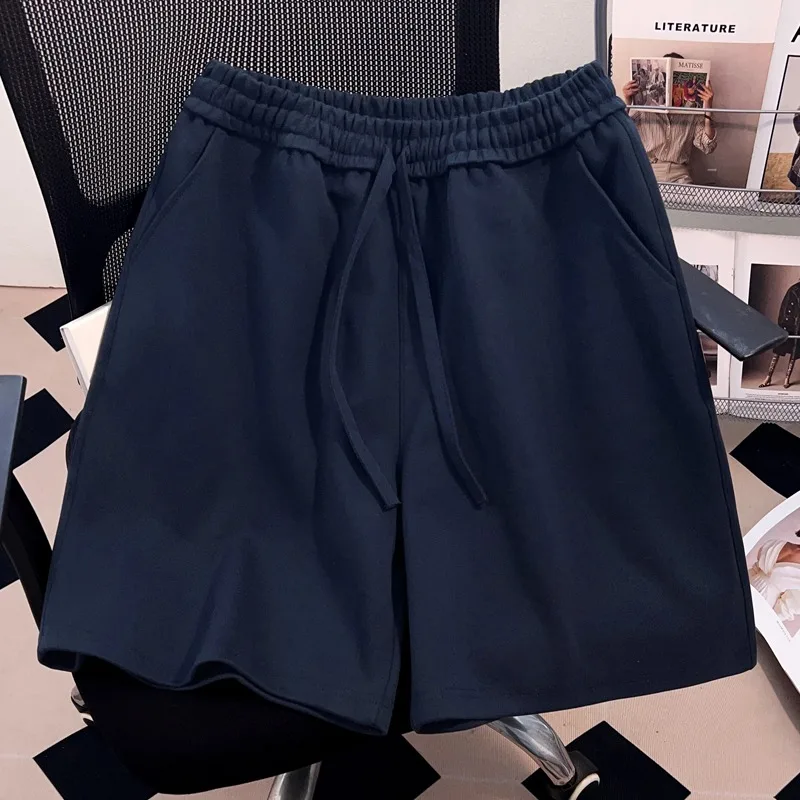 

High Street однотонные минималистичные спортивные шорты для мужчин, осенние повседневные широкие брюки с прямыми штанинами