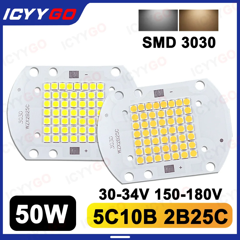 LED Flood Light 50W SMD3030 DC30-32V 15-180V 1350mA LED Light LED PCB Board LED Integrated Light Source Board Aluminum Substrate