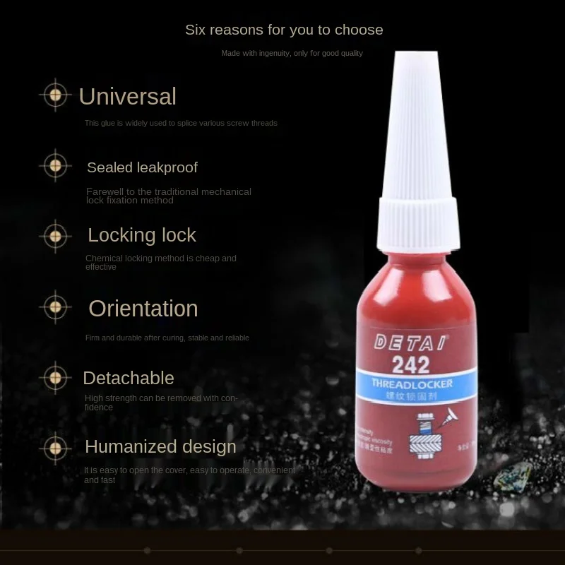 10ml Medium Strength Threadlocker Blue Threadlocker Adhesive 242 Fixed Quickly for Locking and Sealing of M6-M20 Thread