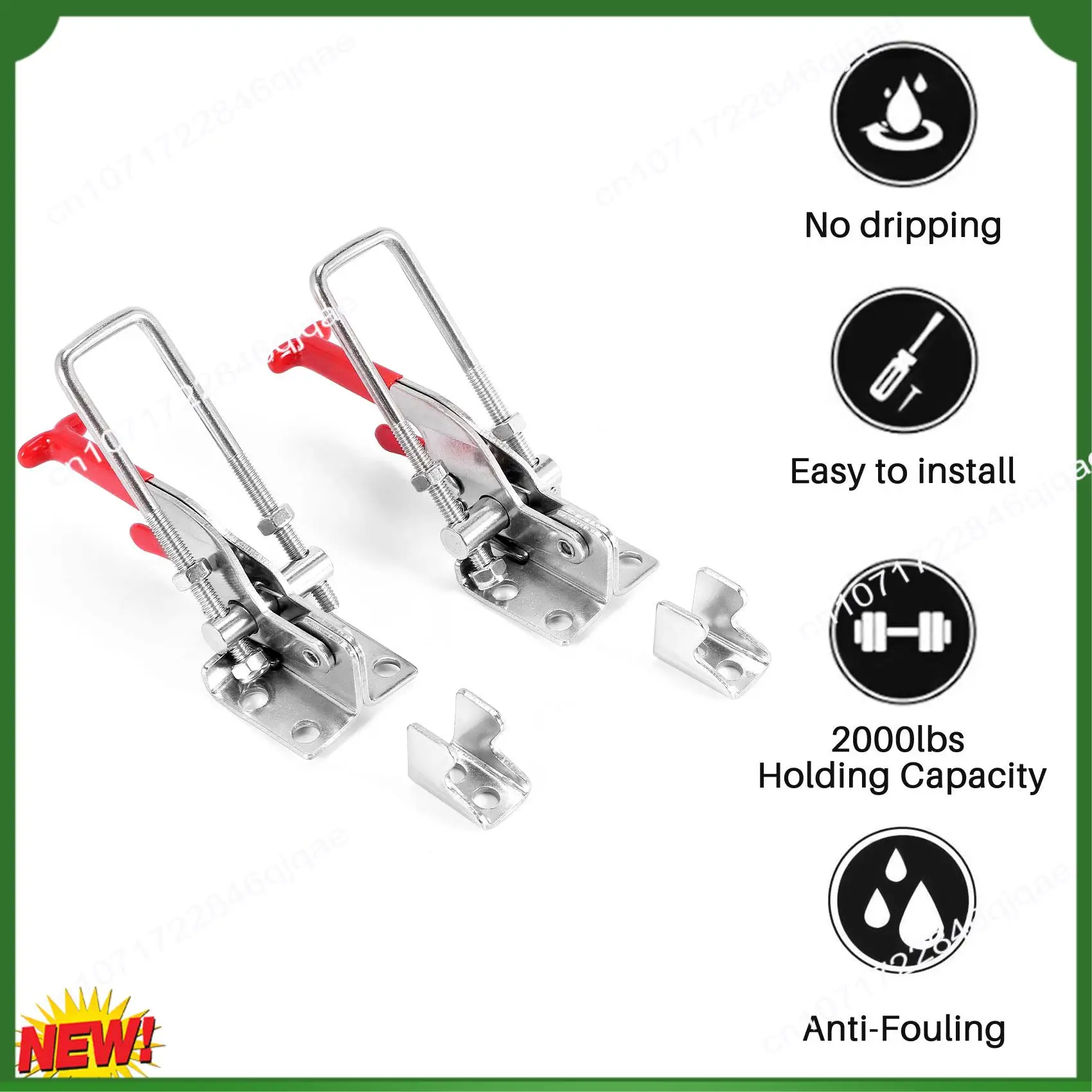 A48I 2-Pack 2000Lbs Capacity Heavy Duty Adjustable Latch U Bolt Self-Lock Toggle Clamp