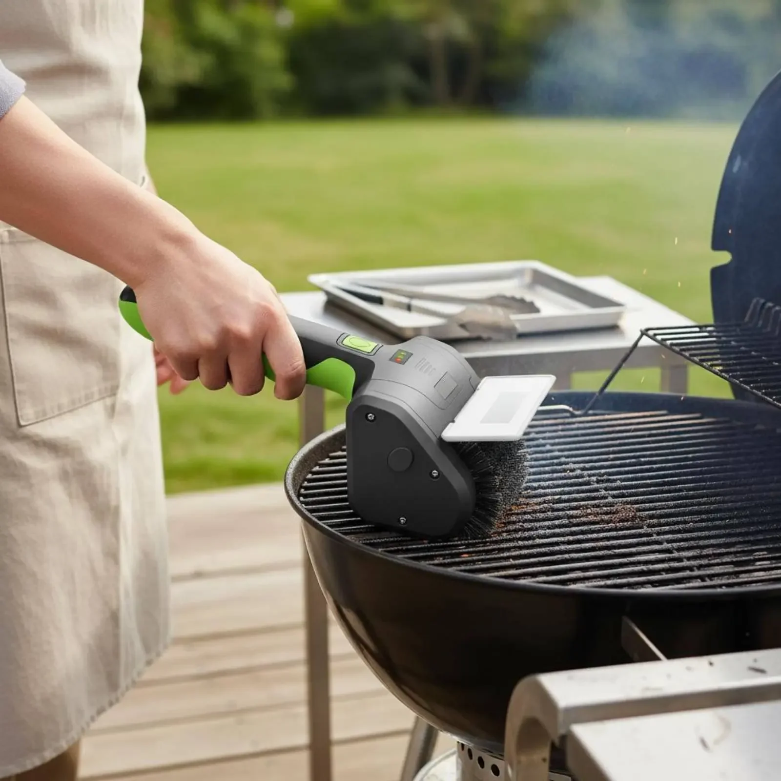Electric Grill Brush Waterproof Stainless Steel Grill Cleaner Cleaning Tool Heat-Resistant for Grilling