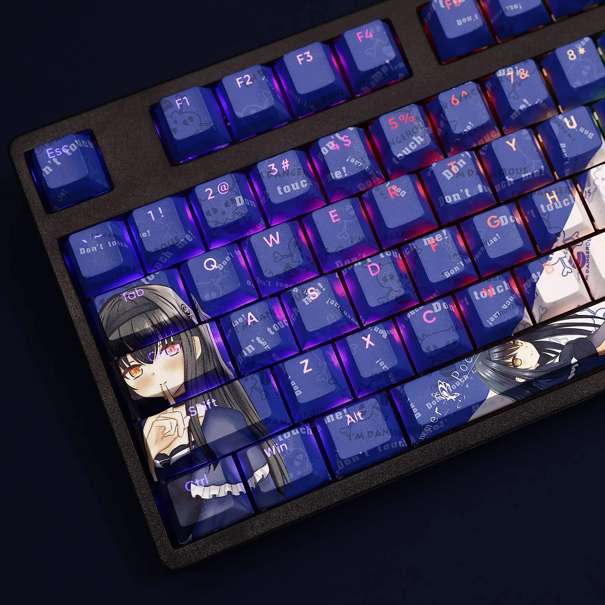 108 Keys Summer Pockets Kushima Kamome Keycap PBT Dye Subbed Backlit Keycaps Anime Cartoon Game Key Caps For ANSI 61 87 104 108