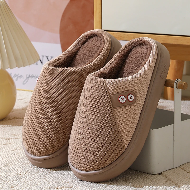 New Fashion Concise Winter Warm Couple Fluffy Slippers Soft Flat Non-slip Slides For Men Women Indoor Mule Home Cotton Shoes