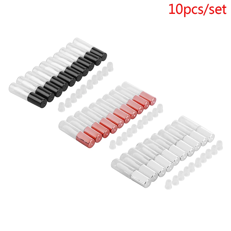 Conjunto com 10 Tubos Vazios de Gloss Labial de 1,5ml, Tubo de Bálsamo Labial, Recipiente Cosmético para Batom