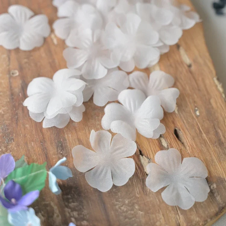 100PCS/Paket .3.8CM Kelopak Organza DIY Bunga 3D. Aksesoris Kerudung Gaun Pengantin Buatan Tangan, Hiasan Bunga Dekoratif Buatan Tangan