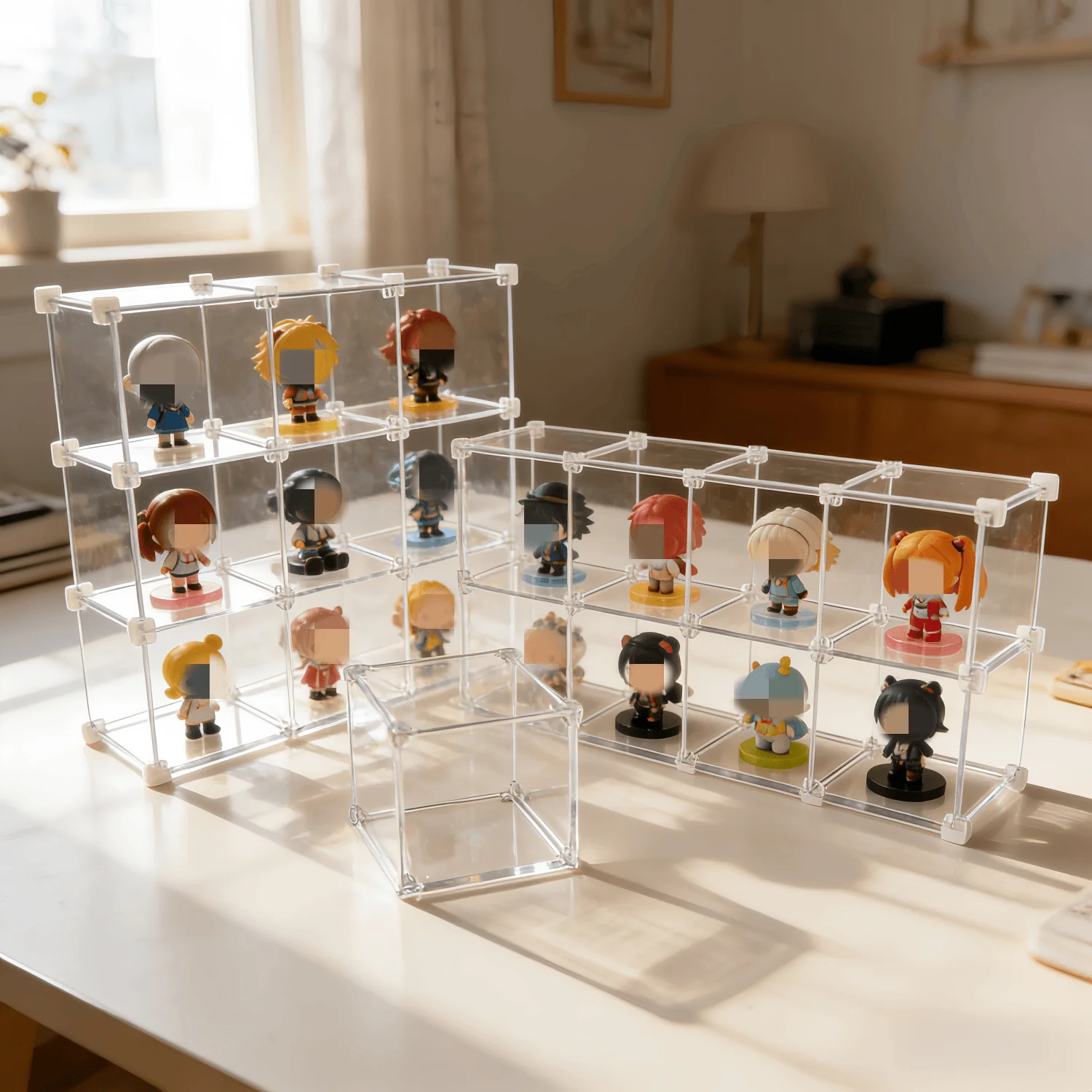 Acrylic DIY Display Stand Jewelry Collectibles Toy Doll Protection Display Box Space Organization Storage Display Items