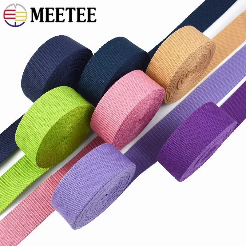 8Meters Meetee 38mm Canvas Webbings Ribbon 2mm Thick Polyester Cotton Webbing Strap Belt DIY Bag Garment Sewing Accessories