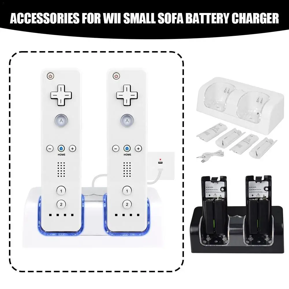 

For Wii Remote Charger 2 Way Charging Station Dock With LED USB Charging Cord For Wii Charging Battery Station