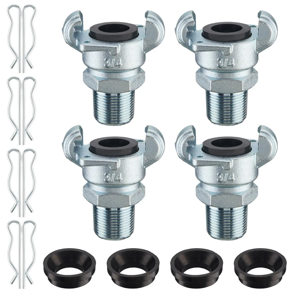 

4Sets NPT Air Hose Fitting 2 Lug Universal Coupling Chicago Fitting for Female and Male End (Male End,3/4Inch)