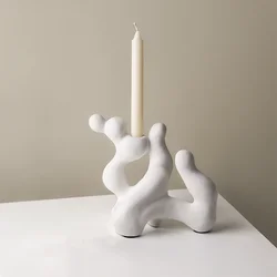 Home Decoration Candle Holder Ceramic Irregular Candlestick Wave Point Bedroom Atmosphere Photography Prop Wedding Decoration