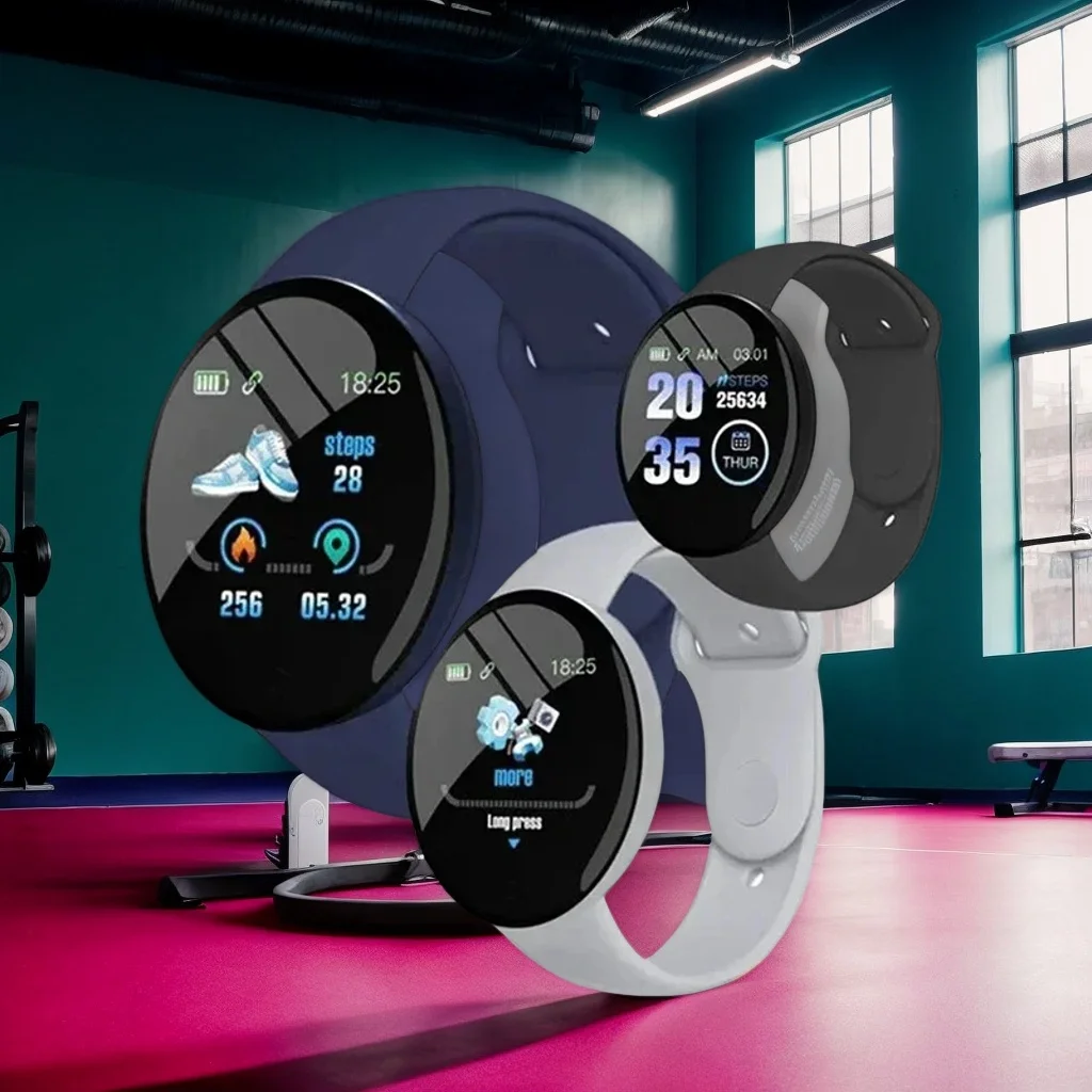 

New D18 Smart Watch – Heart Rate Monitor, Fitness Tracker with Round Display for Men & Women (Band Bracelet PK B41)++