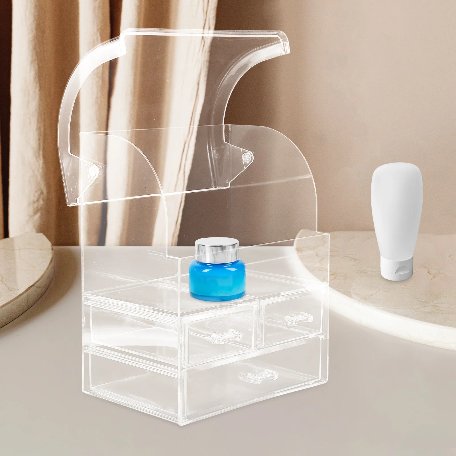 

Transparent Storage Drawers Locker Jewelry Desktop ganizer Makeup Sundry Holders Large Compartment Durable Material