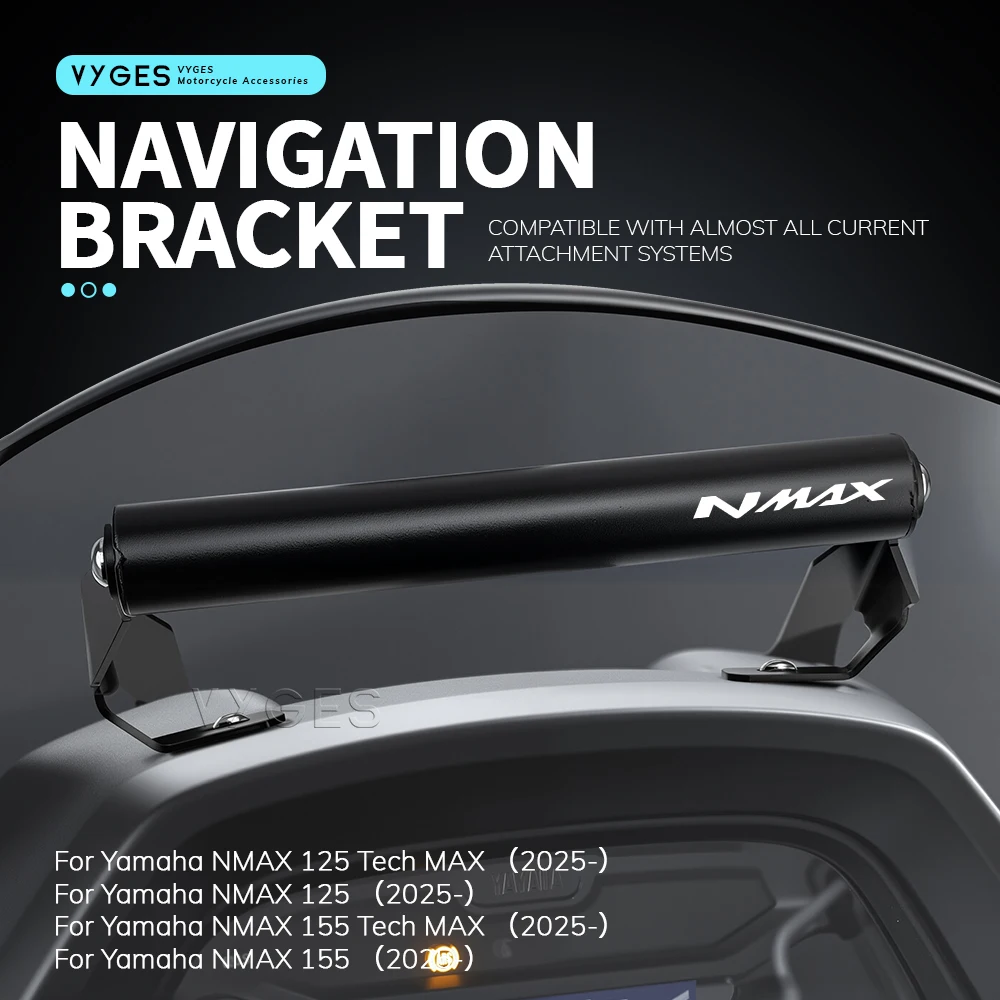 Soporte de navegación para motocicleta Yamaha NMAX 155 125 NMAX155 Tech MAX 2025, soporte de dispositivo de montaje GPS, soporte adaptable para teléfono inteligente