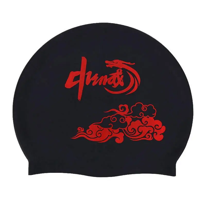 Silicone Swimming Caps For Adults Men Women Chinese Style Swim Hat For Long Thick Curly Hair Braids Soft Swimming Caps