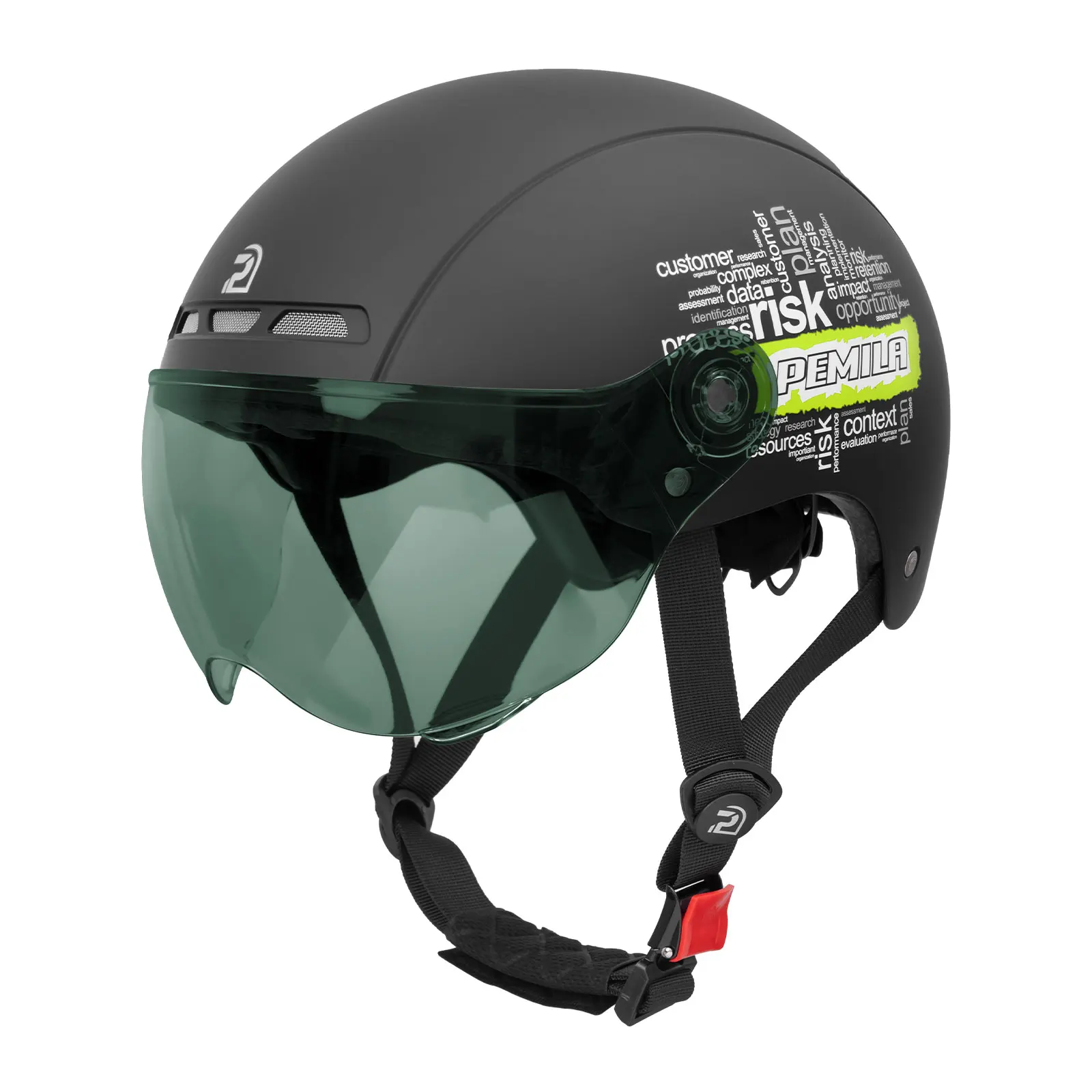 PEMILA Unisex Erwachsenen E-Bike Helm mit Visierlinse & Hartschale aus ABS, Schutzausrüstung für Elektrofahrradfahrten – Detail 4