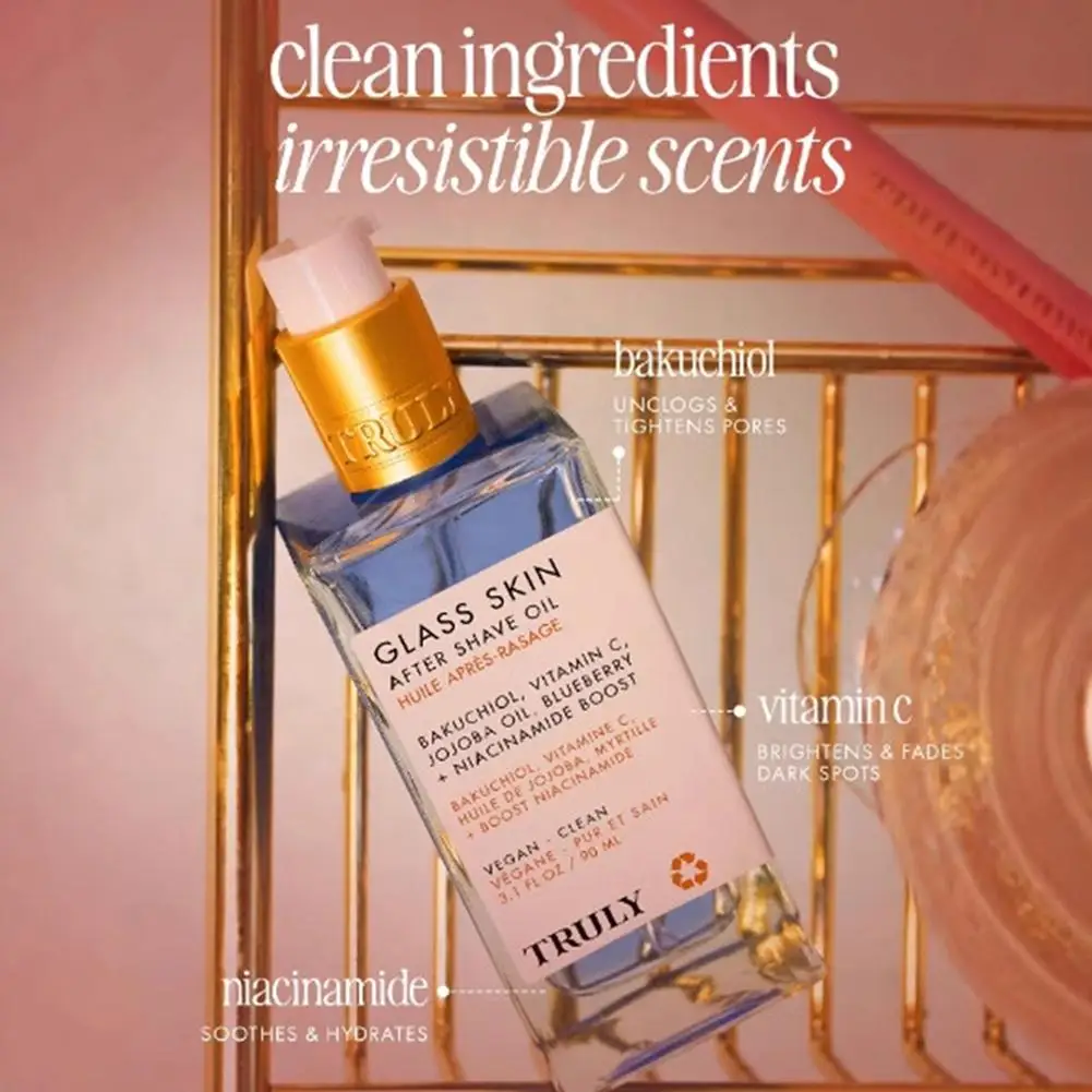 90ML TRULY After Shave Oil Strawberry/Apple /Donut For Smooth Skin Moisturizes Soft Deep Hydration Reduce Redness Irritation