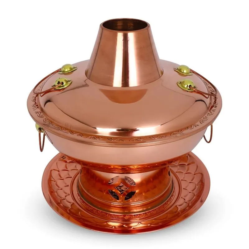 Chinese Copper Hot Pot, Lamb Beef Chicken Alcohol Hot Pot