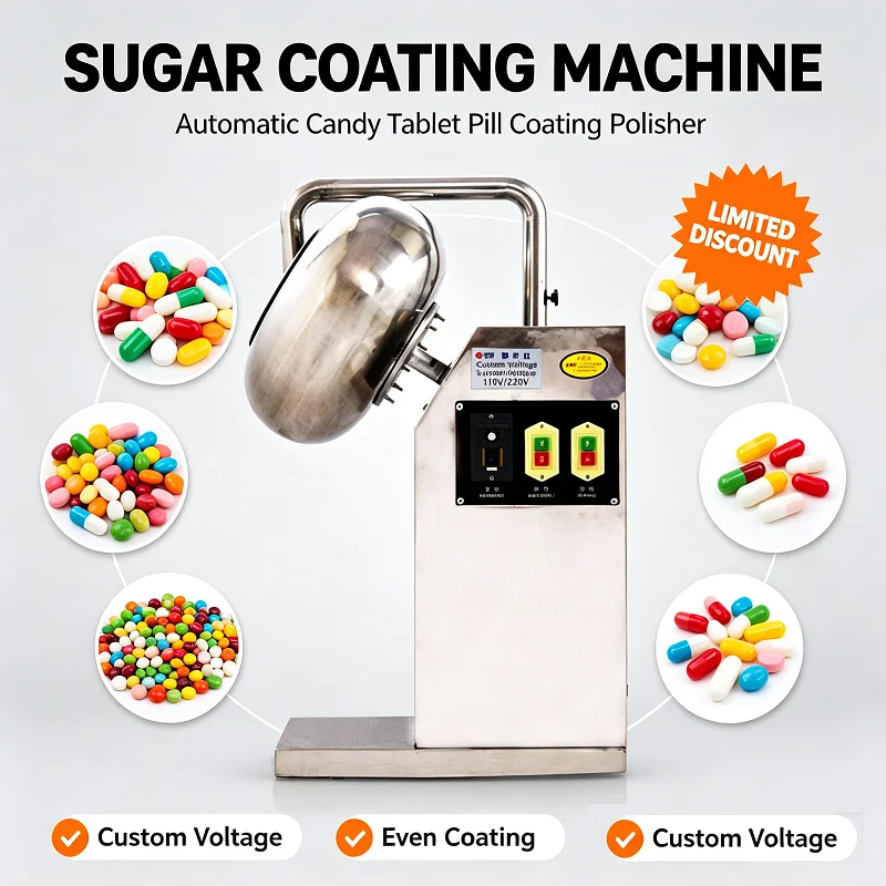 High Speed Sugar Coating Machine Temperature Adjustable Nuts Chocolate Coating Machine Peanut Coating Machine for Small Business