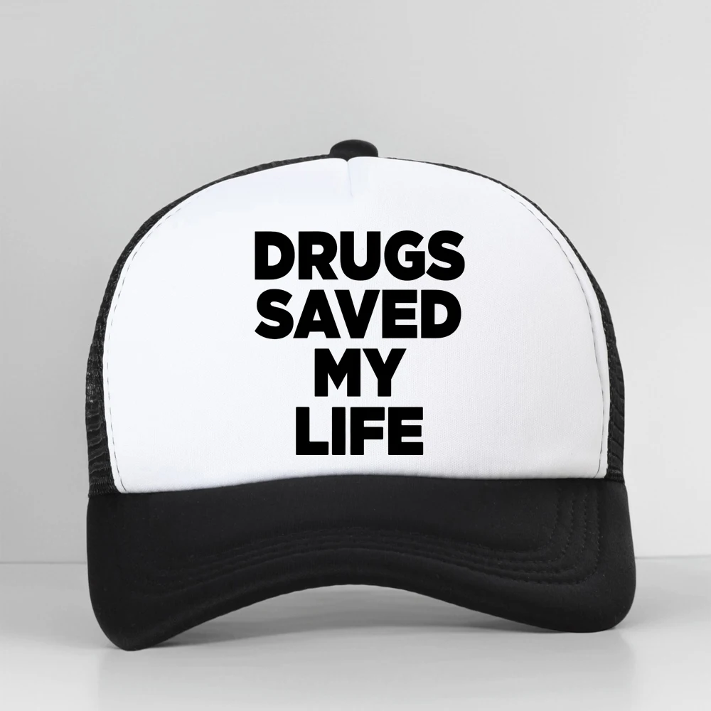 Novelty Awesome Drugs Saved My Life Baseball Cap Graphic Streetwear Snapback Hat Birthday Gift Summer Style Breathable Sun Hat
