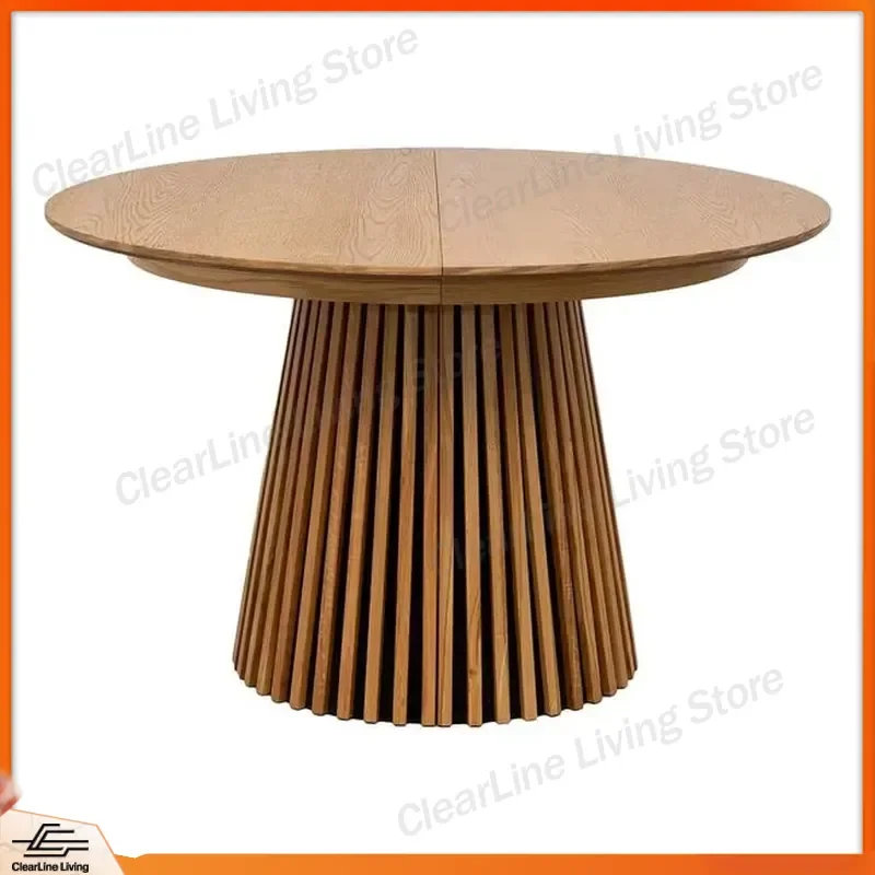Luxury Round Wooden Dining Table Set Retractable Extendable Kitchen Furniture for 6 to 12 Seats Modern Home Decor