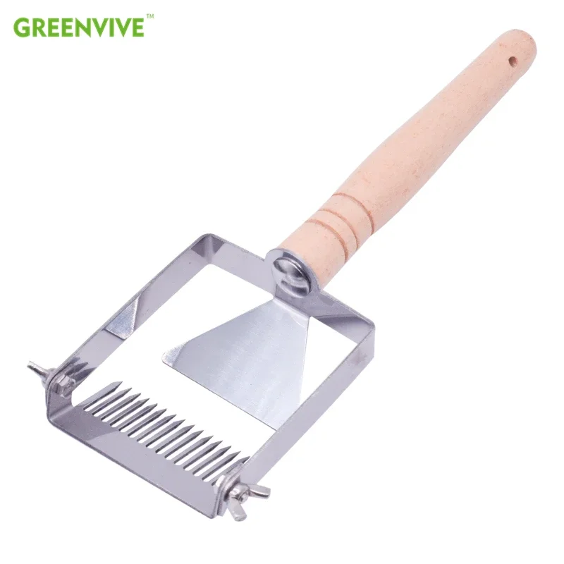 Stainless Steel Wooden Handle Uncapping Fork Honey Scraper Cutting Honey Comb Knife Scraping Shovels Beekeeping Tools