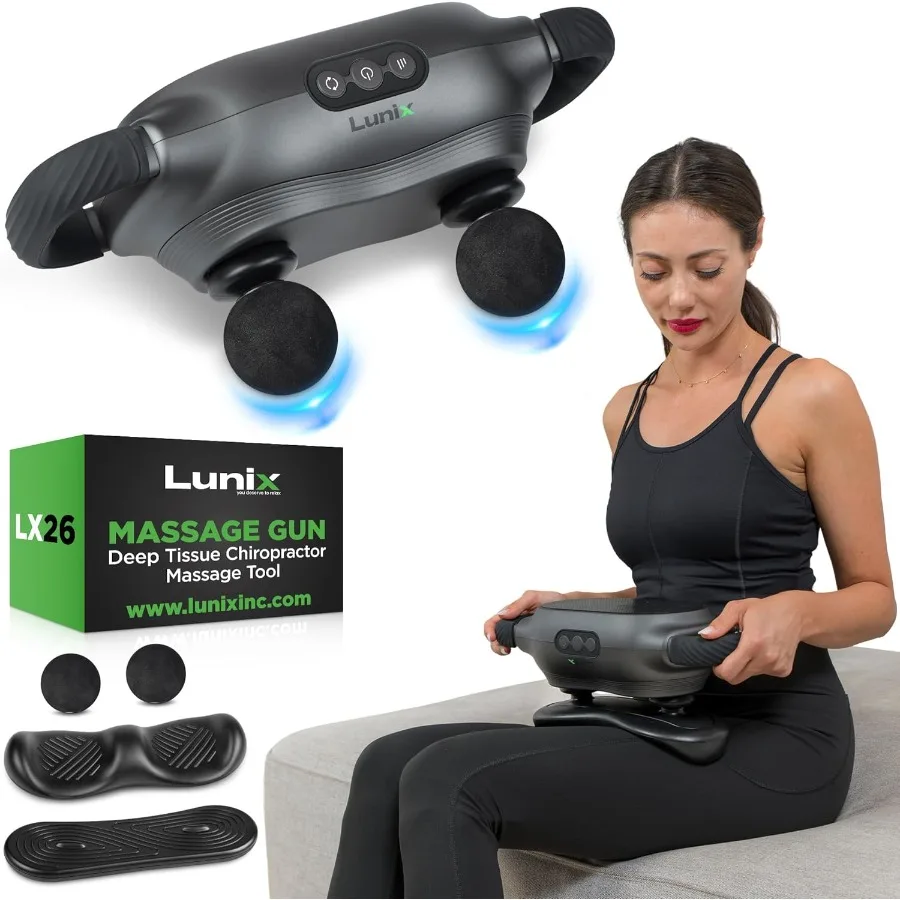 

LX26 2Head Professional Deep Tissue Massage Gun for Chiropractic Use Vibrating Back Massager Machine Ideal for Athletes and Off