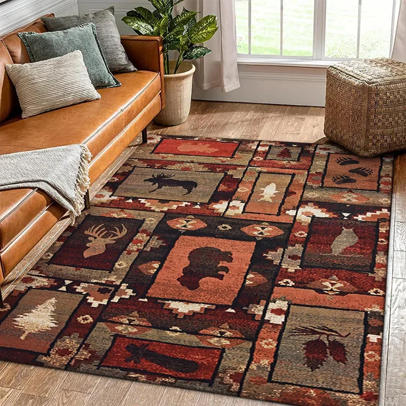 Vintage Rustic Crystal Pile Carpet Non-Slip Dirty Resistant Household Living Room Bedroom Floor Mat