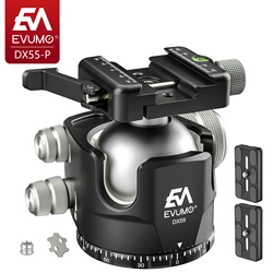 EVUMO DX55-P Professional Tripod Ball Head 55MM Panoramic Ball for Seamless 360° Shooting Picatinny/Arca Swiss Mount Load 40kg