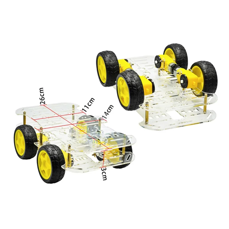Picture 3: Double-Layer 4WD Smart Robot Car Chassis Kit with Motors Wheels Acrylic Plates DIY Unassembled Platform for Arduino Project
