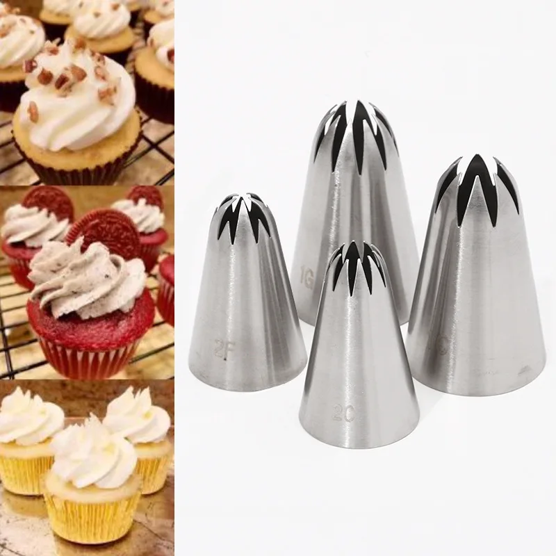 #1G 1C 2F 2C Icing Piping Nozzles For Decorating Cake Cookie Cupcake Piping Nozzle Stainless Steel Pastry Tips Baking Tools