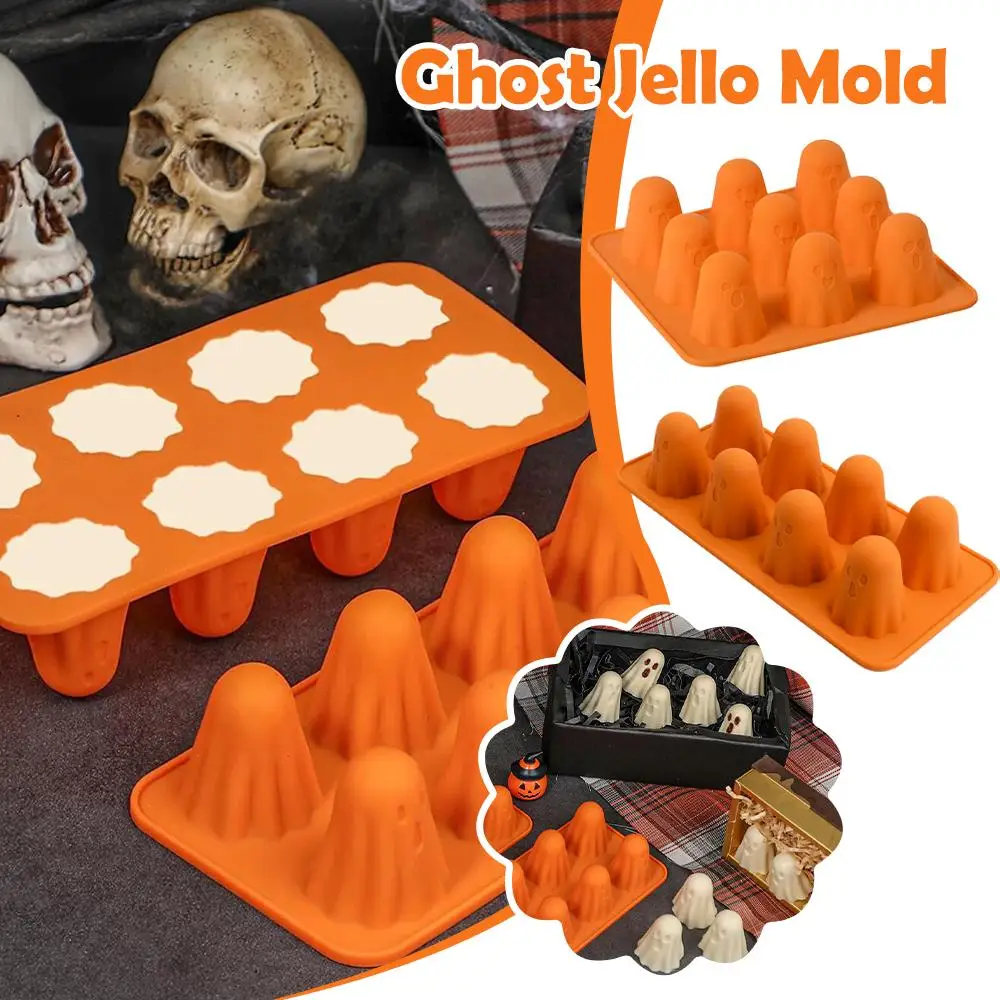 Ghost Jello Mold Silicone, Spooky Baking Pan for Cake Chocolate Candy, Flexible Easy Release Home Party