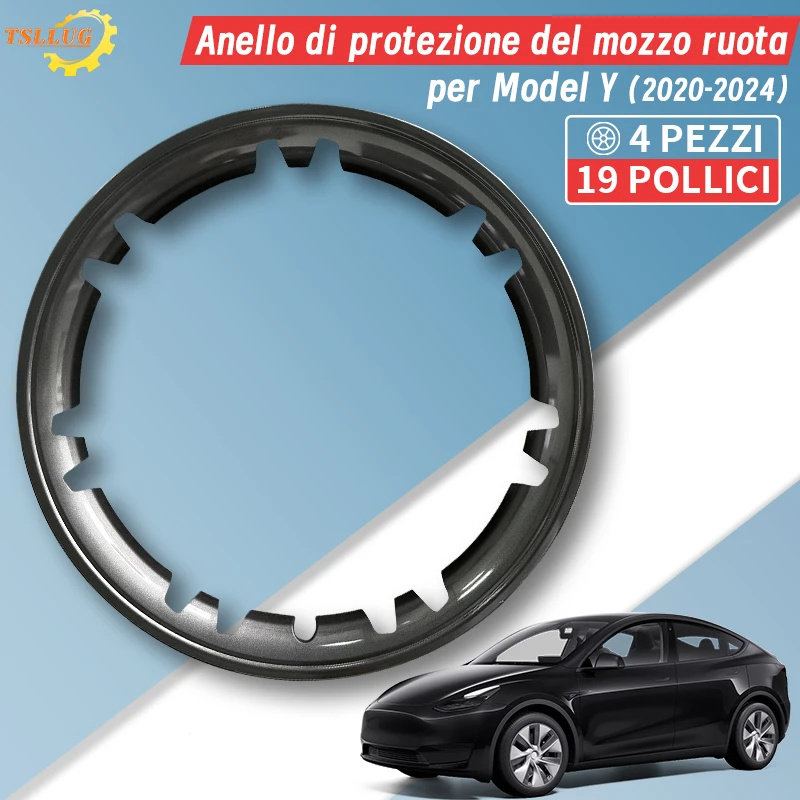 TSLLUG 4 Pezzi Design per Tesla Model Y 2020-2024 Copricerchi Protettivi da 19 Pollici Protezione Cerchi da 17 Pollici Accessori per Tesla