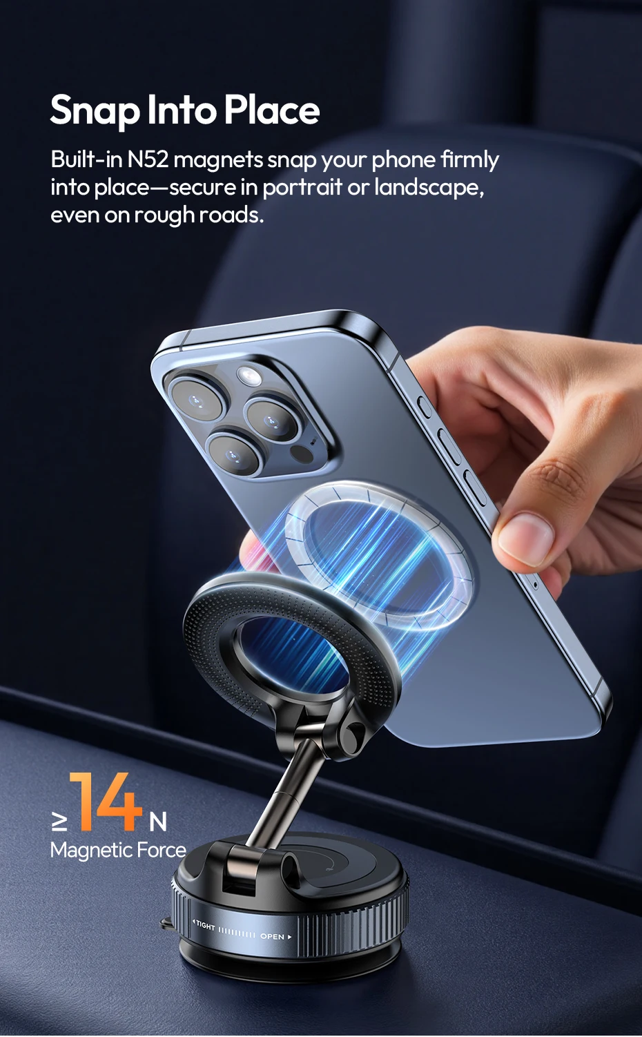 Ulanzi SK-25 Handyhalter Vakuumsauger MagMount 360° ° Flexible Anpassung für Smartphone, Autofenster, Armaturenbrett, Livestream Vlog – Detail 8