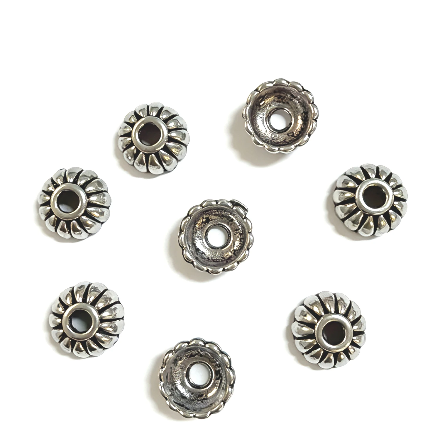 40PCS 10x4MM DARK SILVER COLOR FLOWER BEAD CAPS H5009