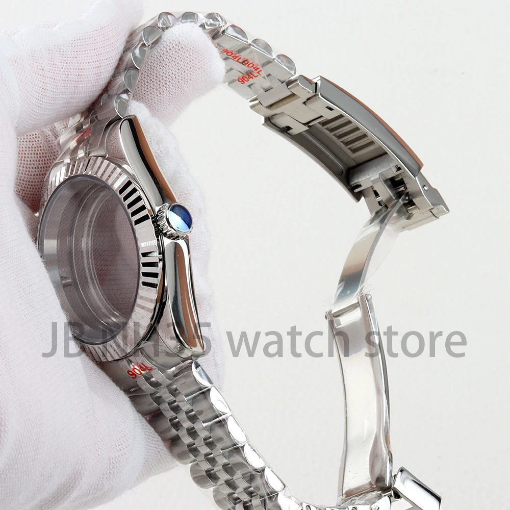 NH35 36/39mm Cassa per orologio Argento Bracciale giubileo in acciaio inossidabile di alta qualità per Seiko Nh35 Nh36 Movimento Datejust Case