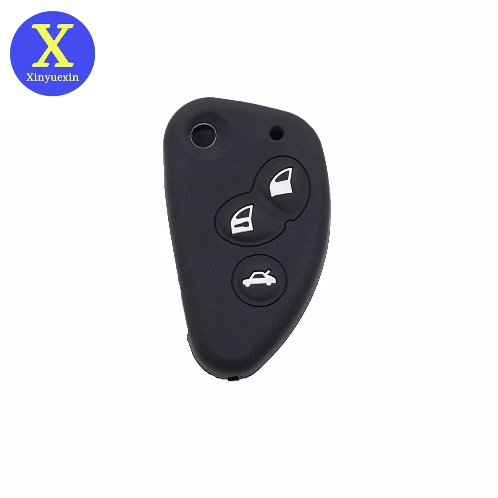 Xinyuexin Silicone Car Key Cover FOB Case for Alfa Romeo 147 156 166 GT JTD TS Flip Remote Key Jacket Wallet Bag Car Accessories