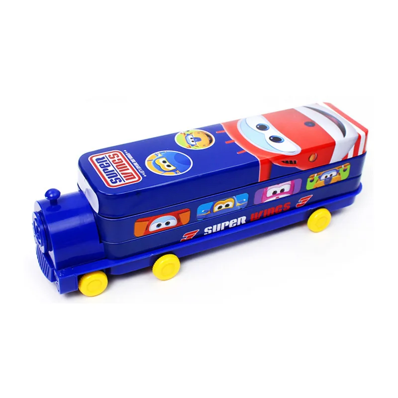 Disney Kids Learn Pencil Case Cartoon Double-Decker Train Multi-Functional Creative Elementary School Metal Pencil Case