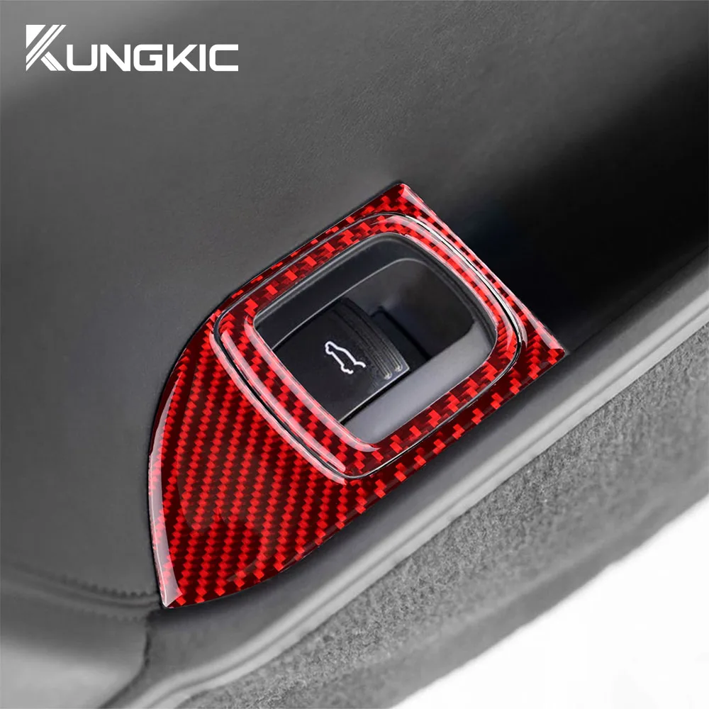 Real Soft Carbon Fiber For Porsche Cayenne 2003 2004 2005 2006 2007 2008 2009 2010 Car Trunk Button Sticker Interior Accessories