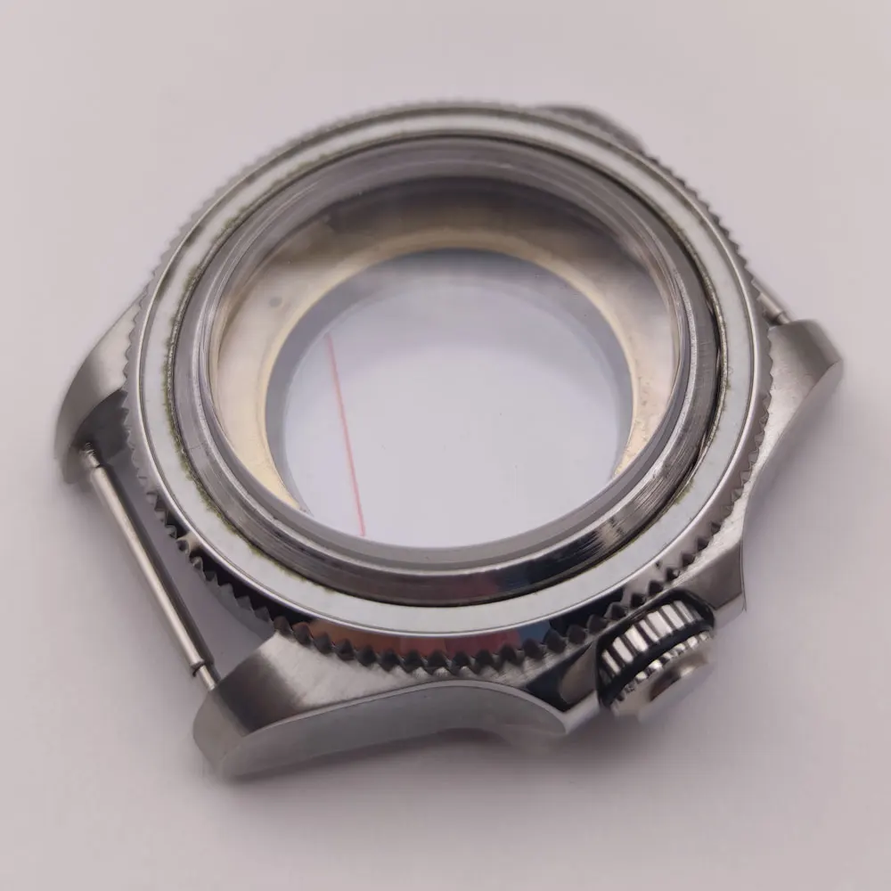 High Quality 43MM Unidirectional Bezel Watch Parts transparent Stainless Steel Watch Case Fit ETA 2836 MIYOTA Movement