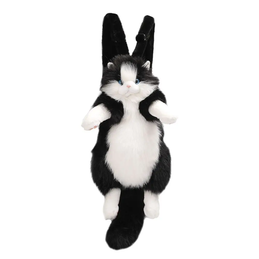 長い毛のふわふわ猫人形バックパック超リアルなラグドール猫かわいい女性のバックパック漫画手作りぬいぐるみ猫バックパック