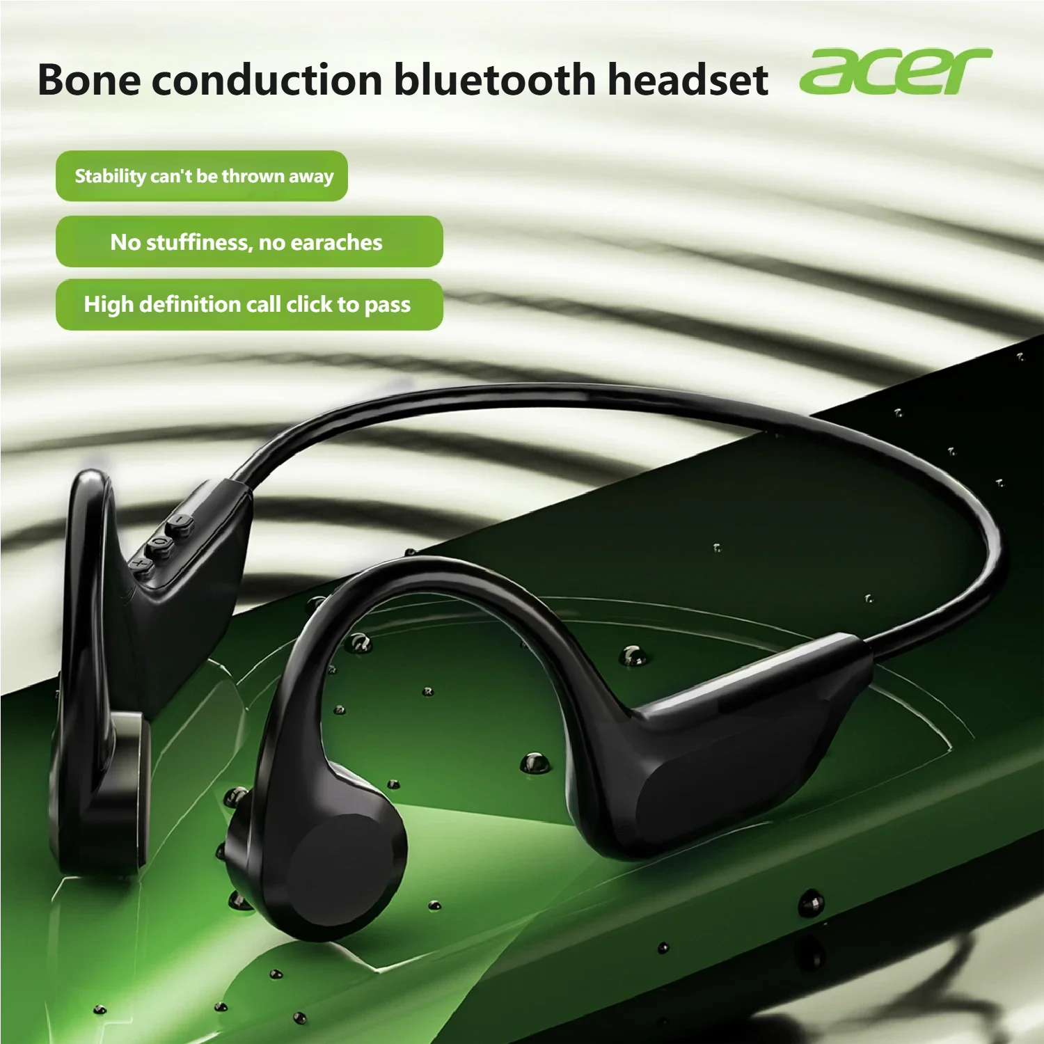

Acer OHR709 Bone Conduction Earphones Bluetooth 5.4 Wireless Headphones Sports Headset HD Clear Mic for Workout Running Driving