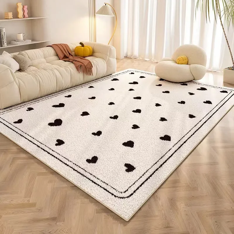 VIKAMA Ins Cream Style Living Room Bedroom Crystal Velvet Non-Slip, Dirt Resistant, Easy To Care Lightweight Carpet Home Decor