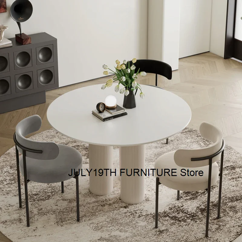 Round Dining Table Set 4 Chairs Marble Nordic Dining Table Minimalist Luxury Comedor De 4 Silla Set Furniture OK50CZ