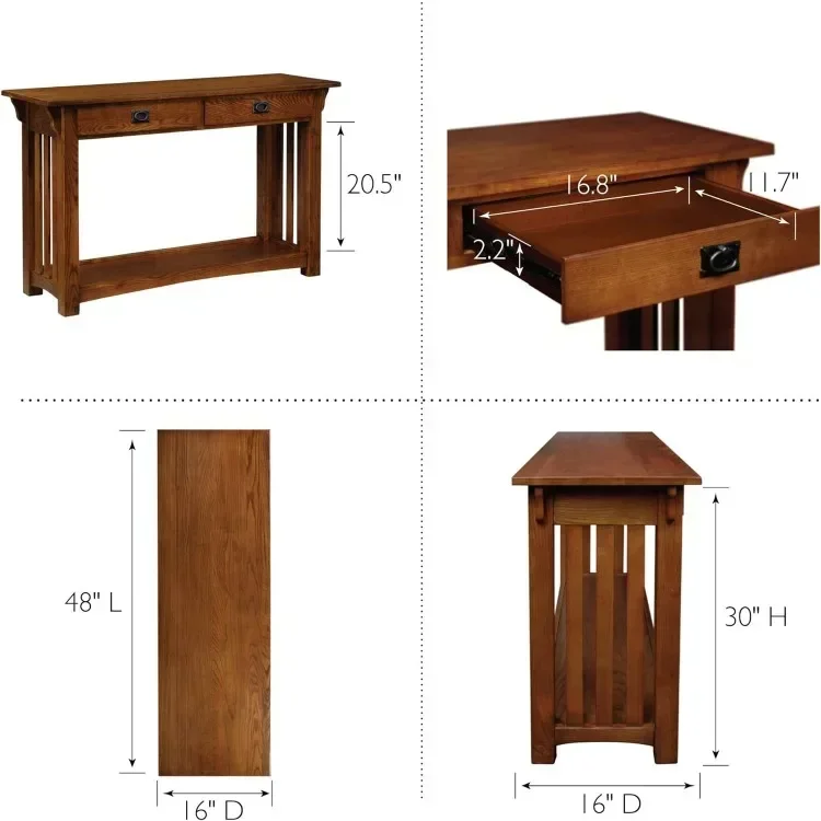 8233 Mission Console Table for Entryway, Wood Sofa Table, Made with Solid Wood, for Living Room, Hallway, Office, Bedroom,