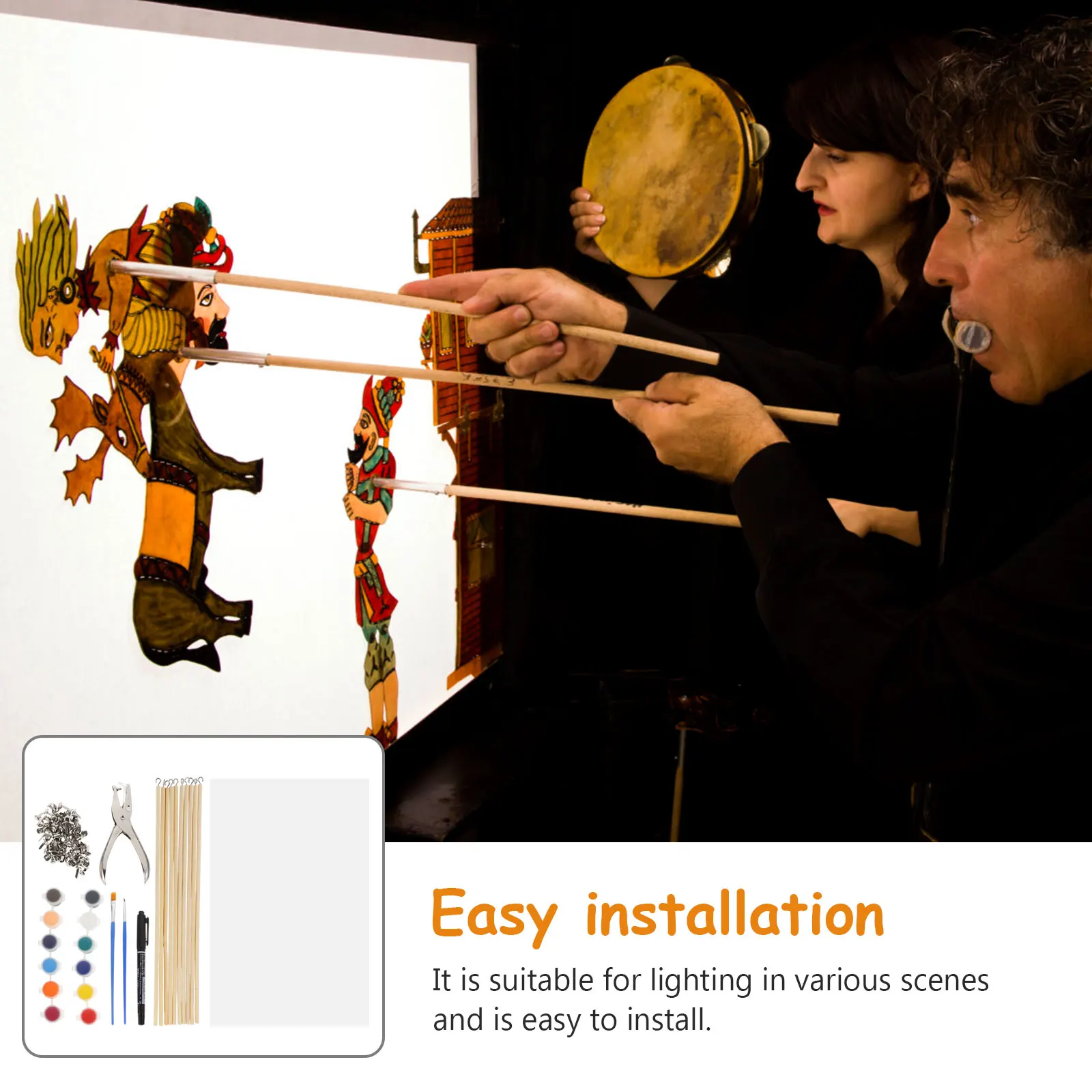 1Set Handmade Shadow Making Kit Free to Paint Figures for Family Bonding Activity Relaxing Craft Project Kids Fun Gift