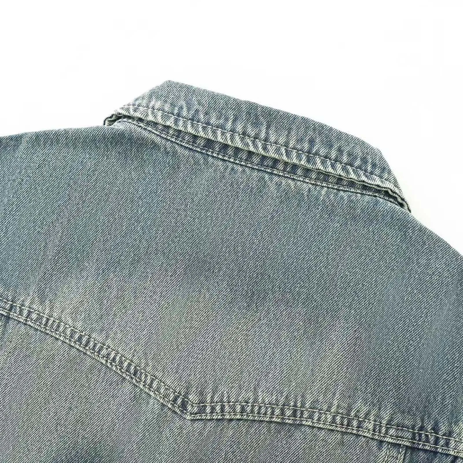 Women Stylish Distressed Lapel Denim Vest Sleeveless Chest Pockets Front Button-down Tank Top Jean Jacket for Daily Casual