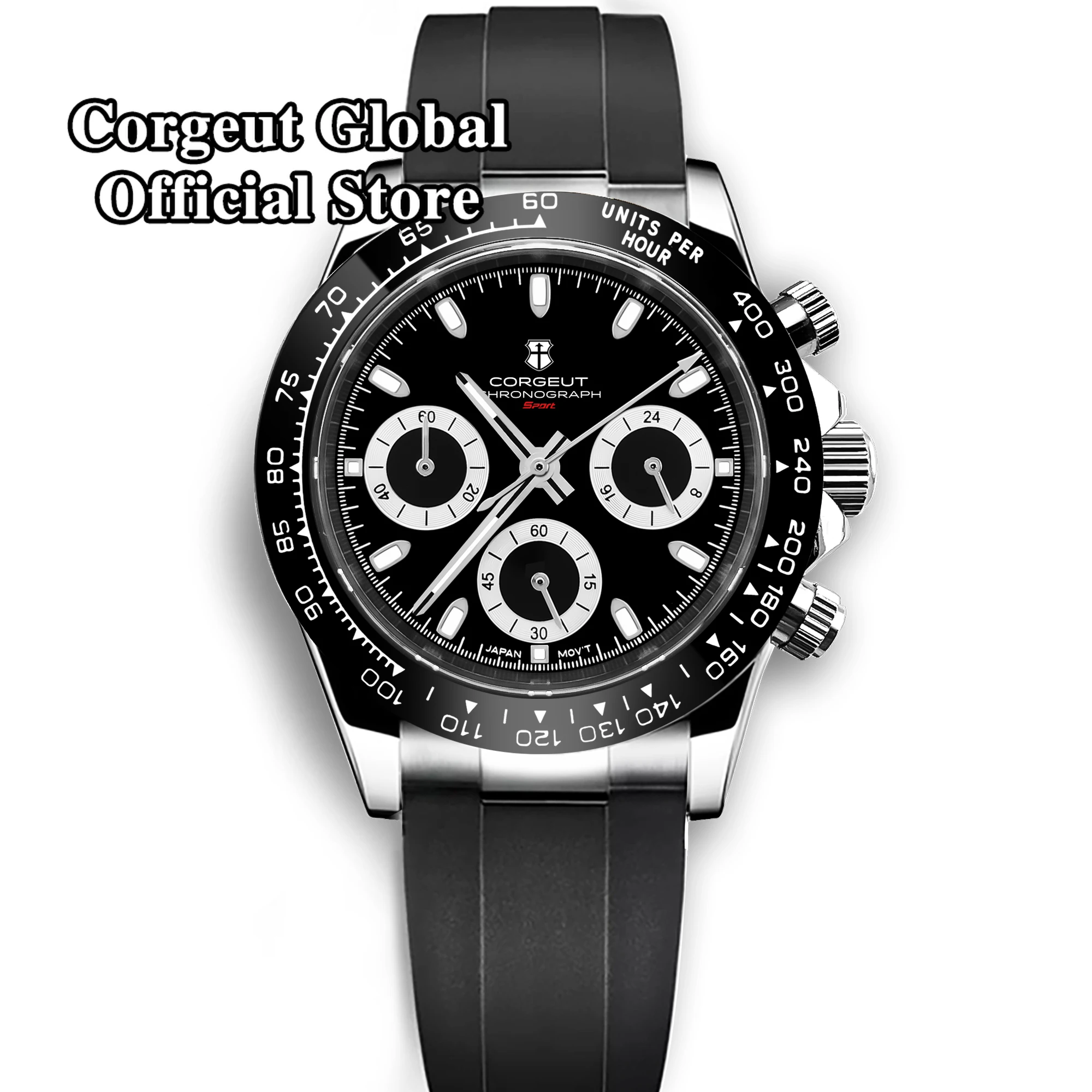 Corgeut Men Watch Sport 24 hours Multifunction Watches Top Brand Luxury  full chronograph Quartz Rubber Men Relogio Masculino