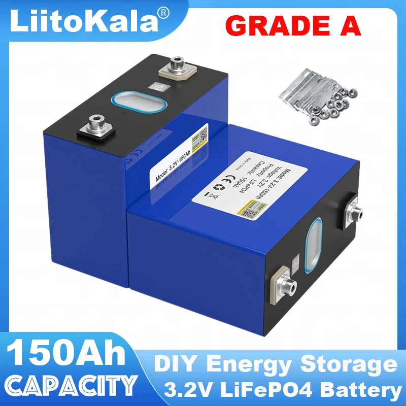 LiitoKala 3.2V 150Ah LiFePO4 battery DIY 4s 8s 12v 24V Motorcycle Electric Car travel Solar inverter Batteries Grade A Duty-free